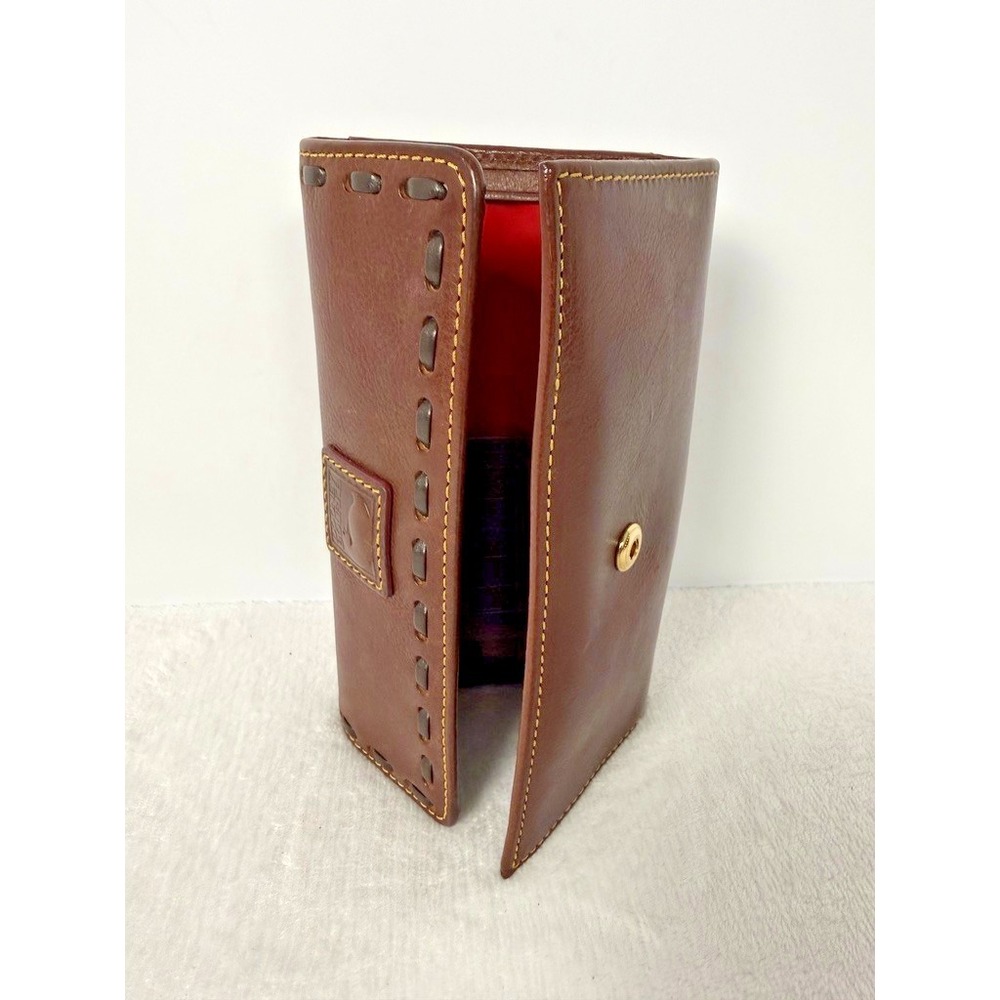 Dooney Bourke Chestnut Brown Florentine Leather Checkbook Clutch Wallet - Picture 7 of 7